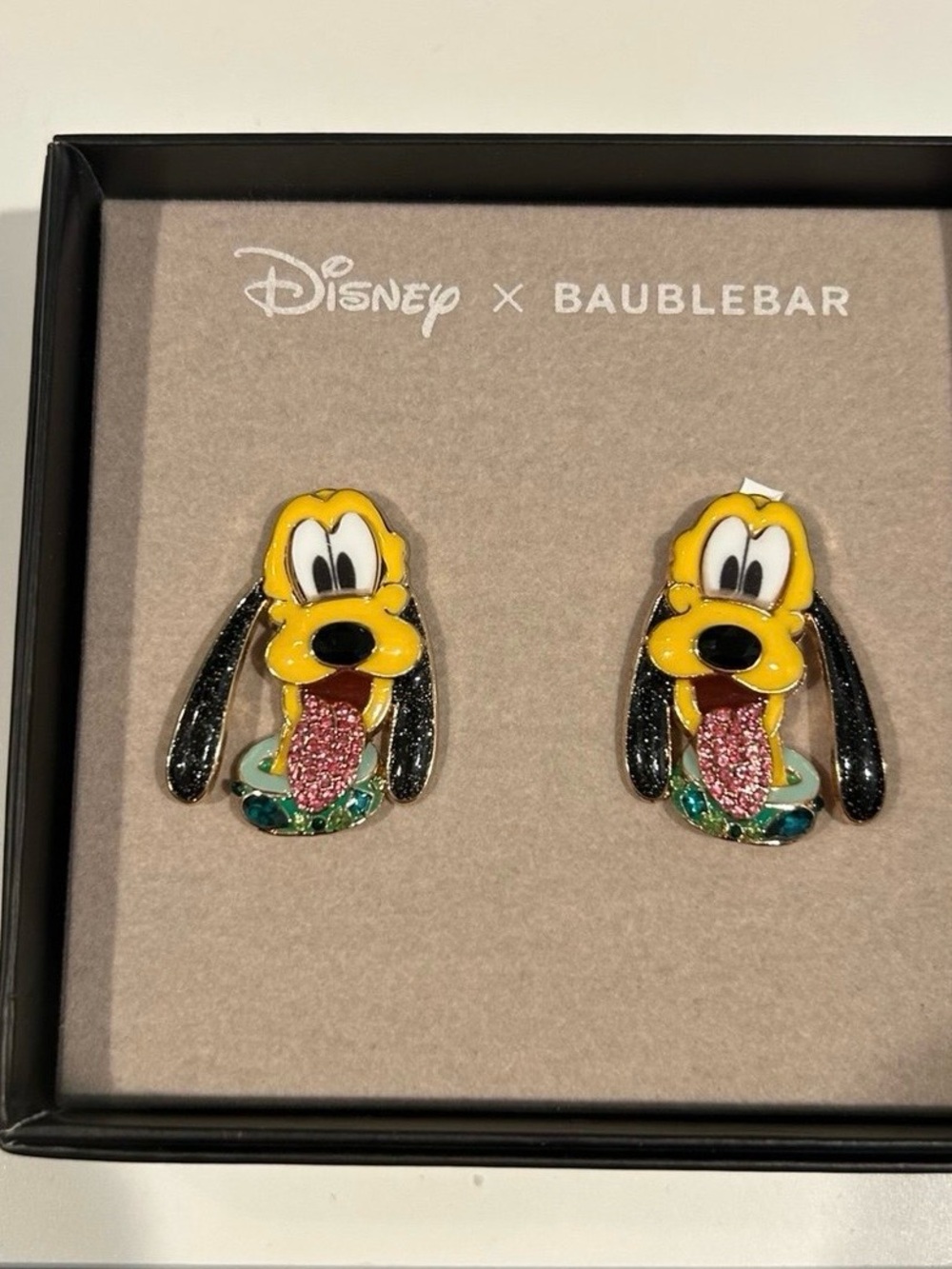 New Disney Baublebar Pluto Enamel Earrings